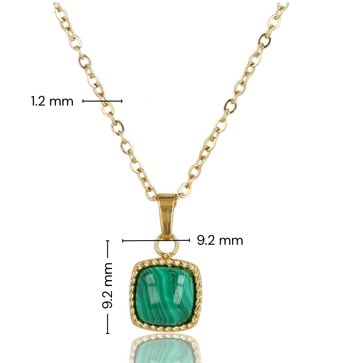 Gouden ketting met vierkante Malachite hanger