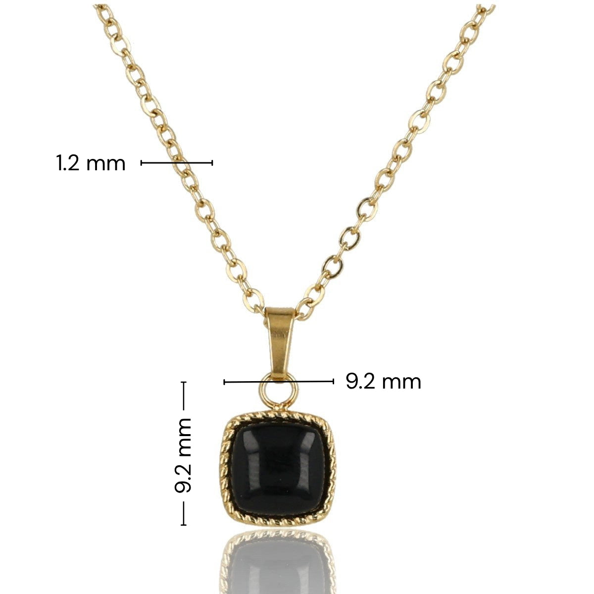 Gold Chain with Square Onyx Pendant