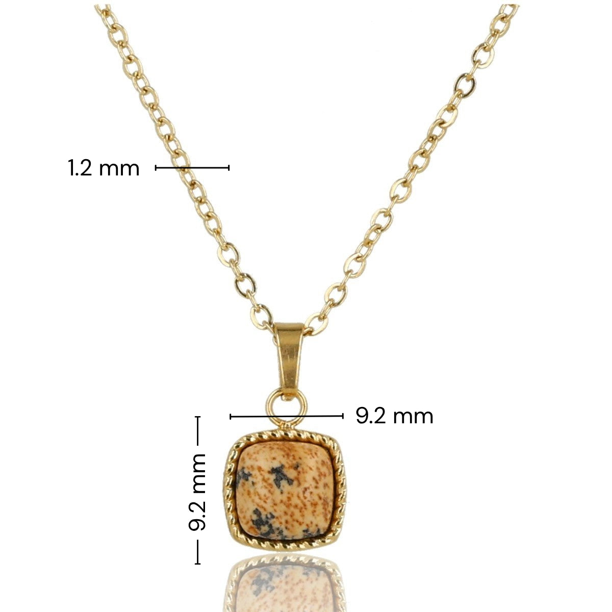 Necklace with square Picture Jasper gemstone pendant