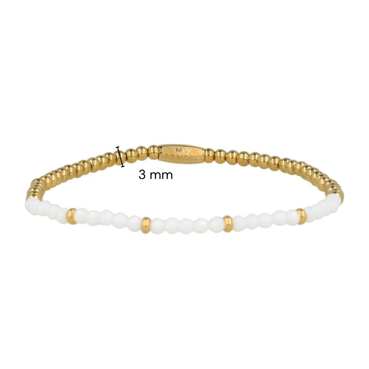 Gold Bracelet with White Aventurine Gemstones