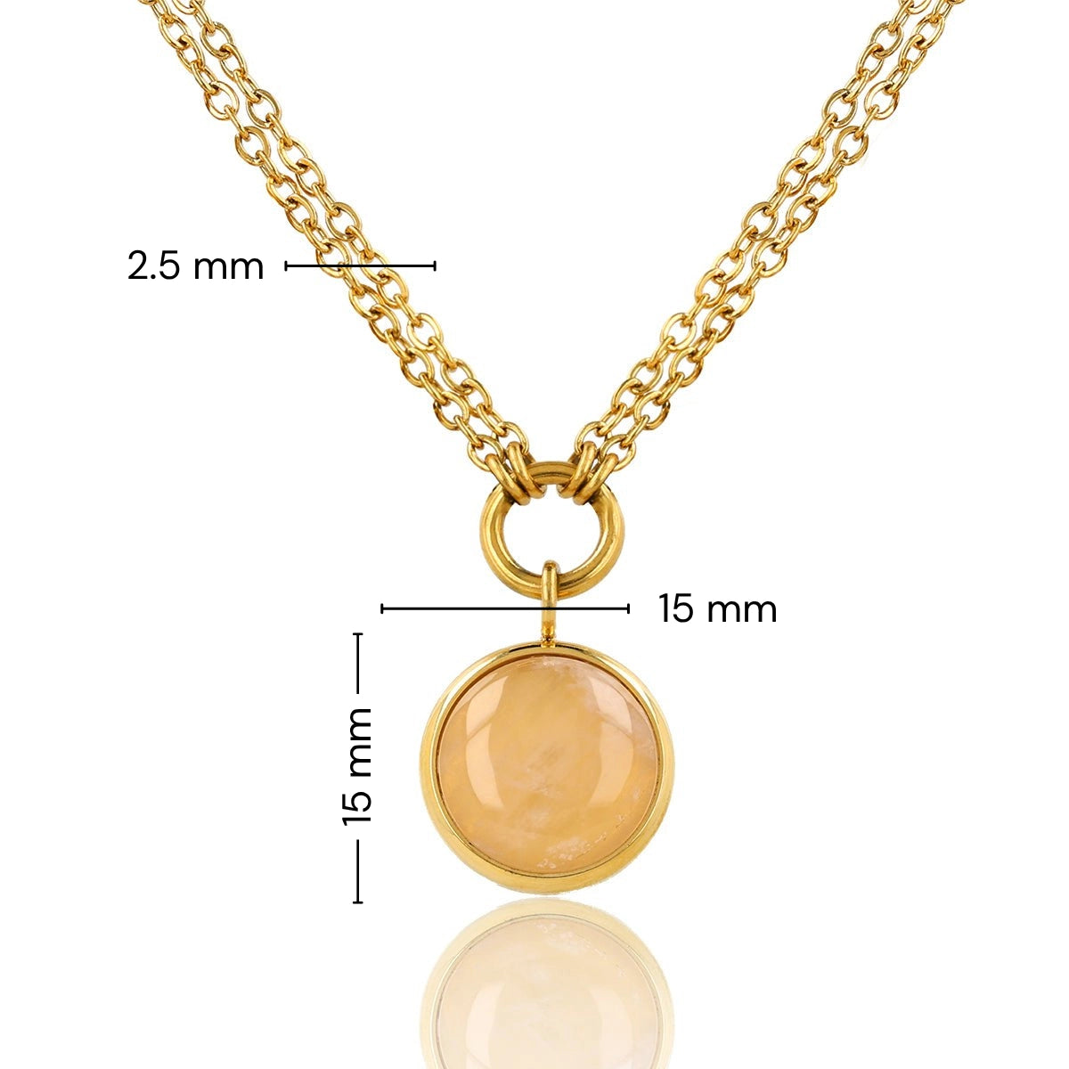Double Necklace with Round Gemstone • Rose Quartz