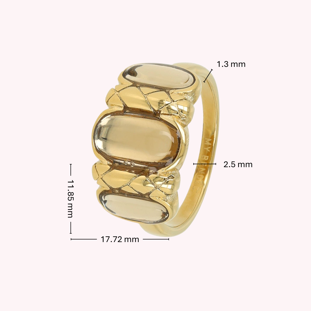 Vintage Romance Ring with Glass Stones • Smoky Topaz