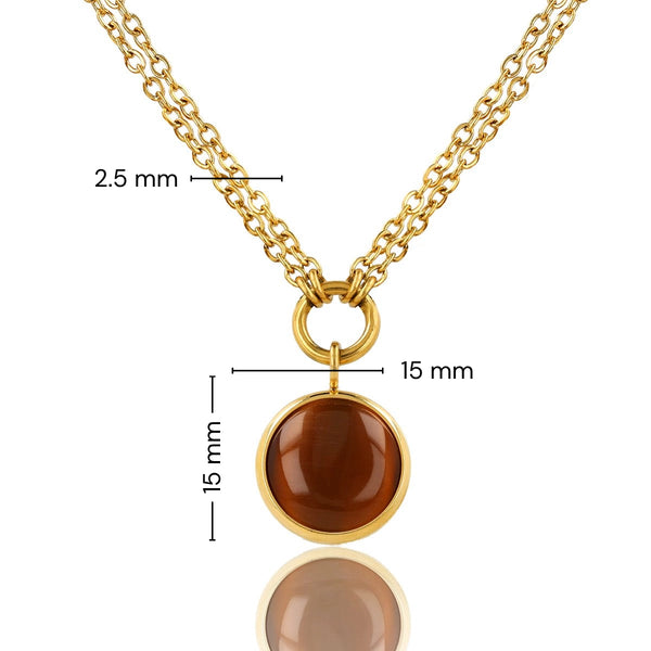 Double Necklace with Round Gemstone • Tiger Eye