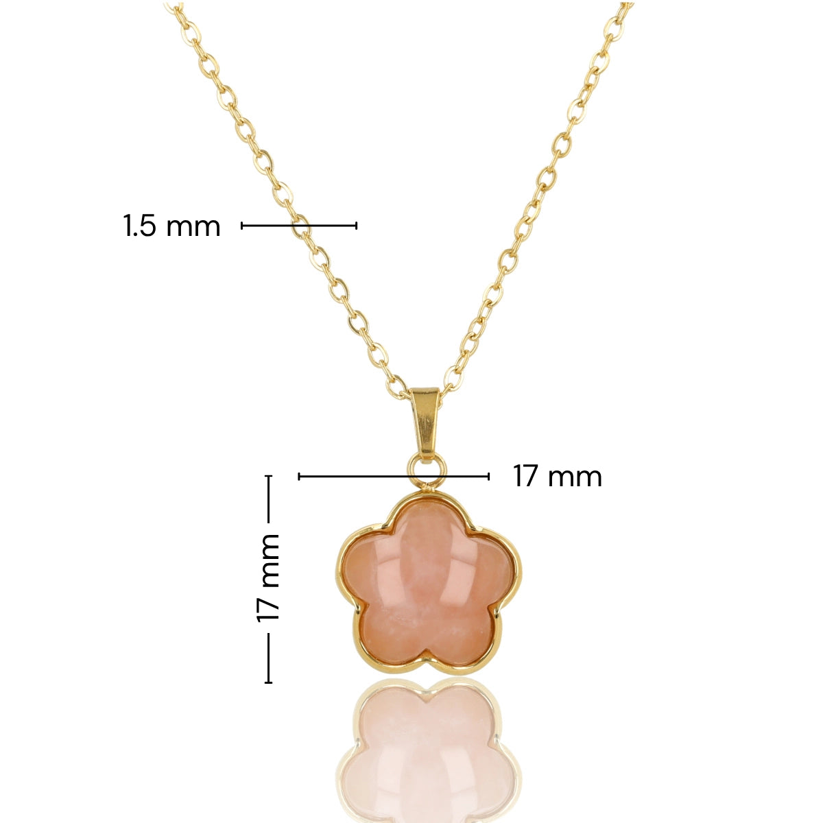Necklace with Flower Pendant • Rose Quartz