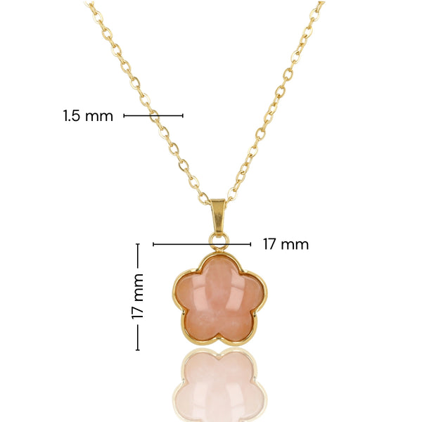 Kette mit Blumenanhänger • Rosenquarz