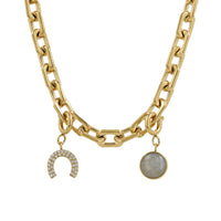 Set grove ketting met hoefijzer en edelsteen