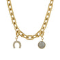 Set grove ketting met hoefijzer en edelsteen