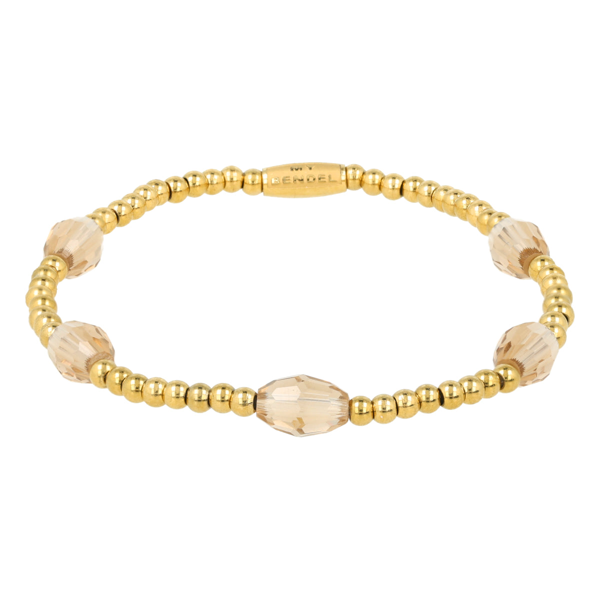 Armband mit facettierten ovalen Perlen • Champagner