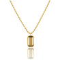 Ketting met Rechthoekige Glassteen en Bolletjesrand • Smoky Topaz