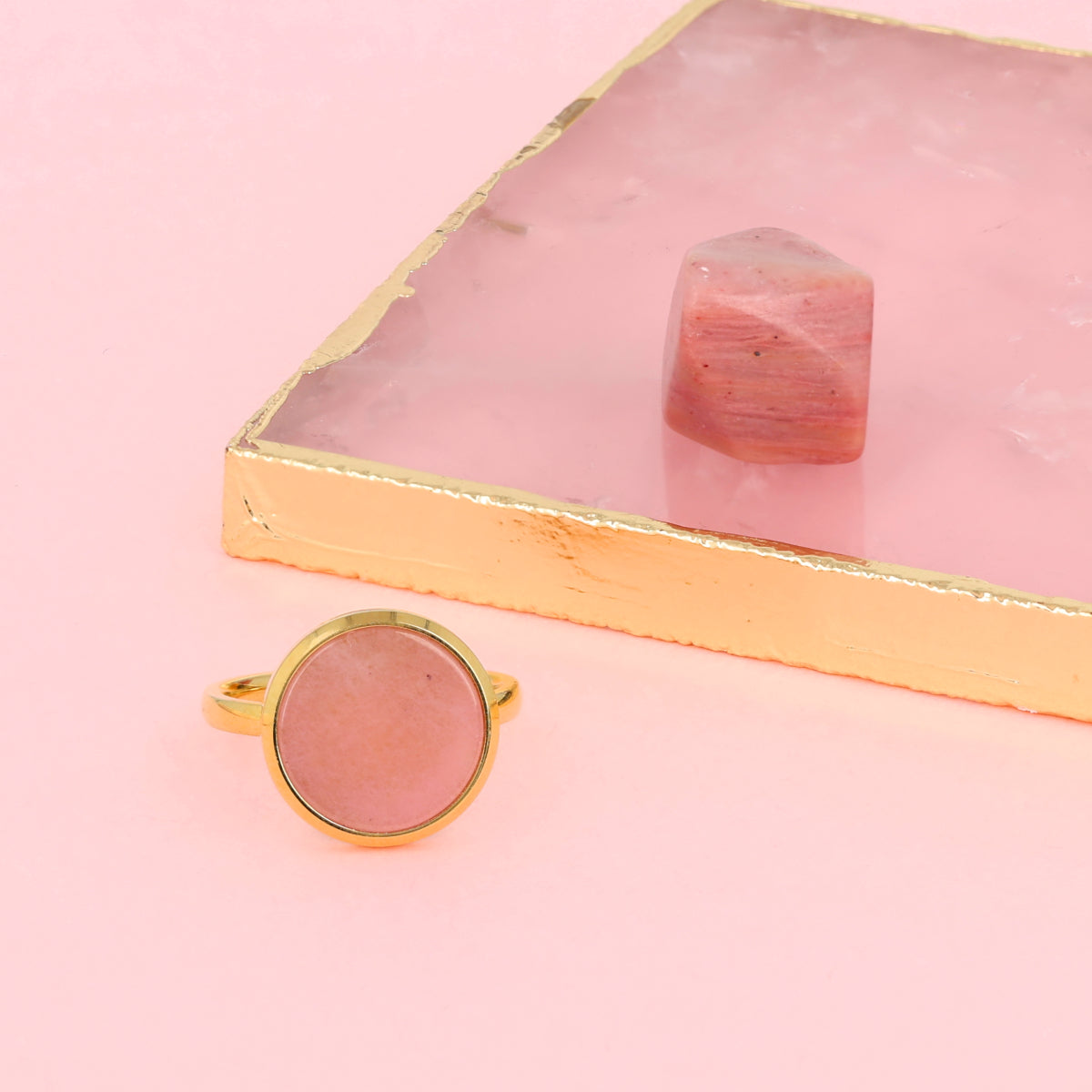 Rhodonit Goldring mit echtem Edelstein