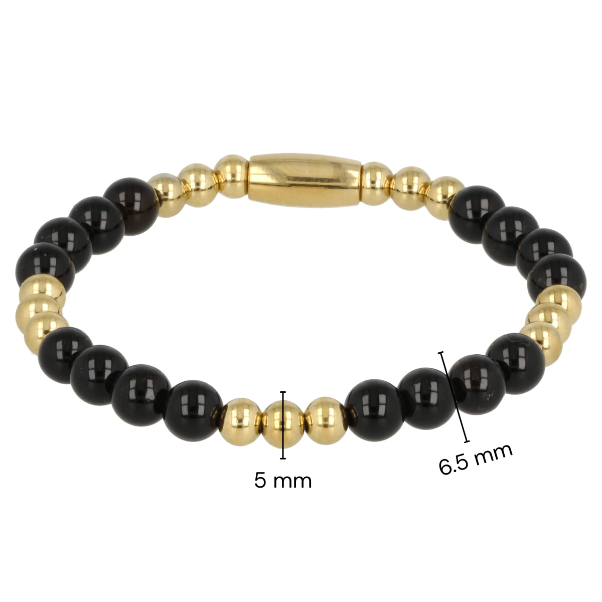 Golden Ladies' Bracelet Onyx Gemstone Elastic