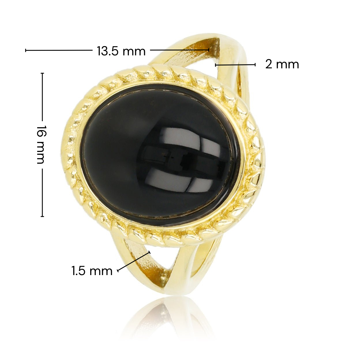 Vintage Ring with Gemstone & Twisted Edge • Onyx