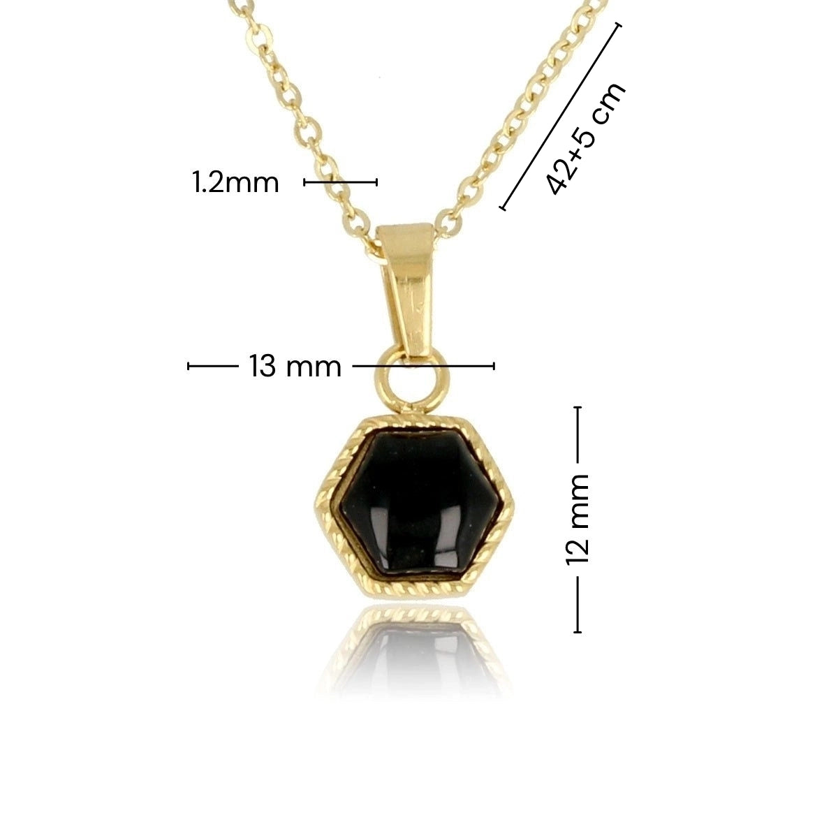 Gold chain with Onyx hexagon pendant gemstone