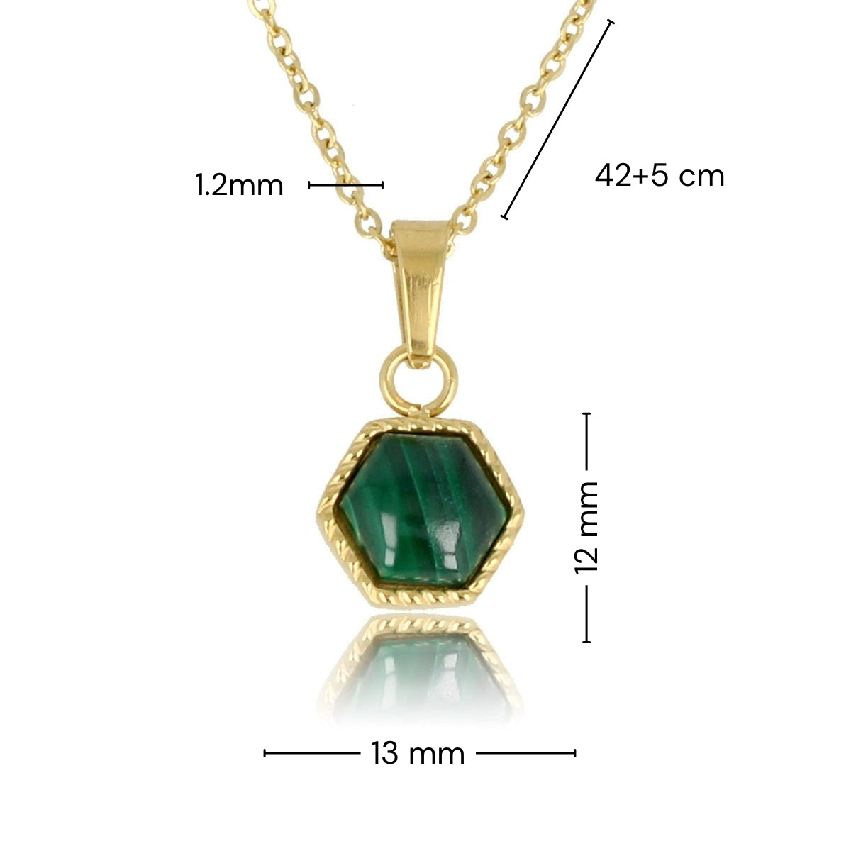 Gouden Ketting met Malachite Zeshoek Hanger