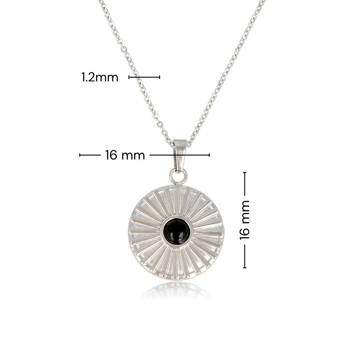 Zilveren Onyx Zonnetjes Ketting - Fijne Schakelketting