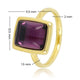 Golden women's ring - purple glass stone 11 mm