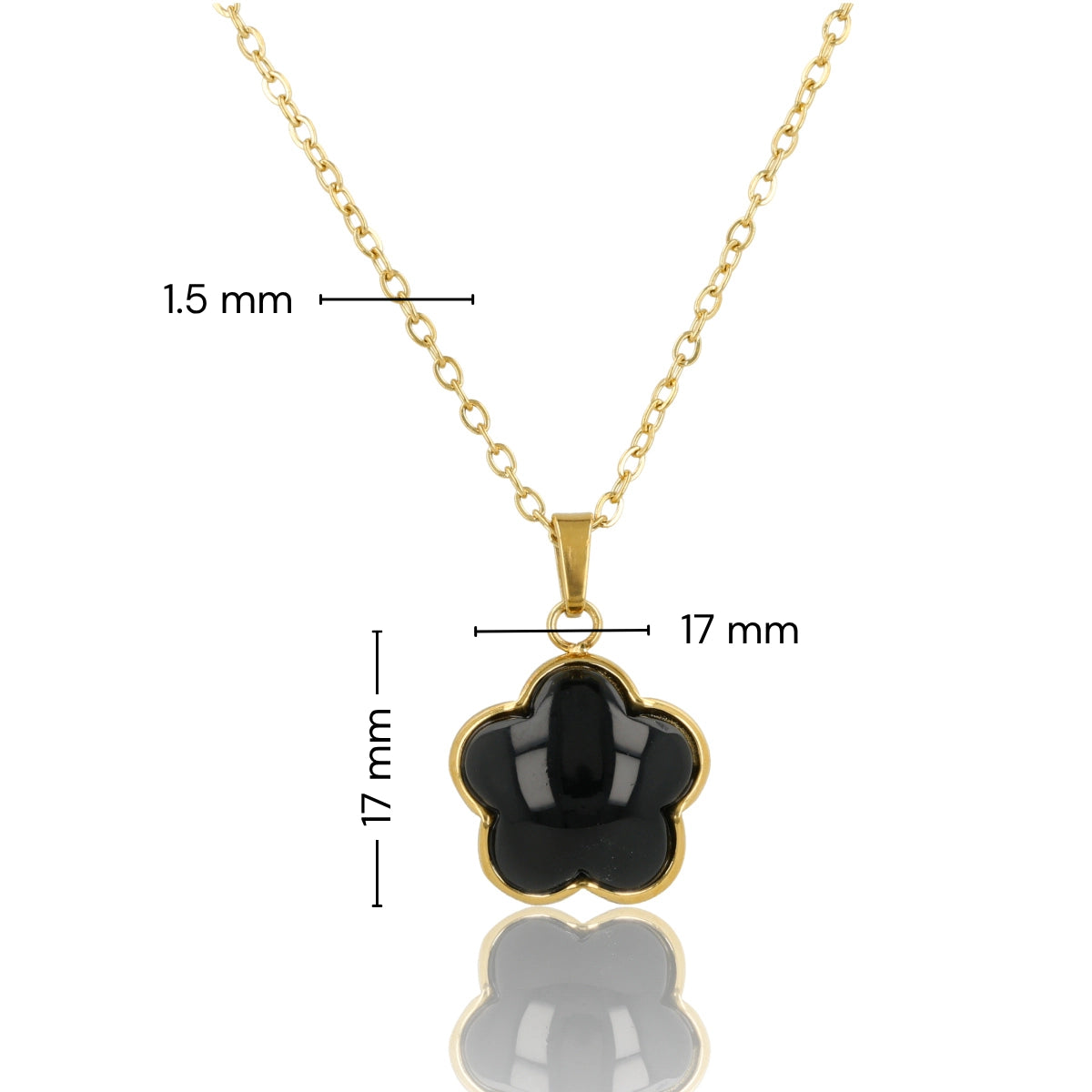 Ketting met Bloem Hanger • Onyx