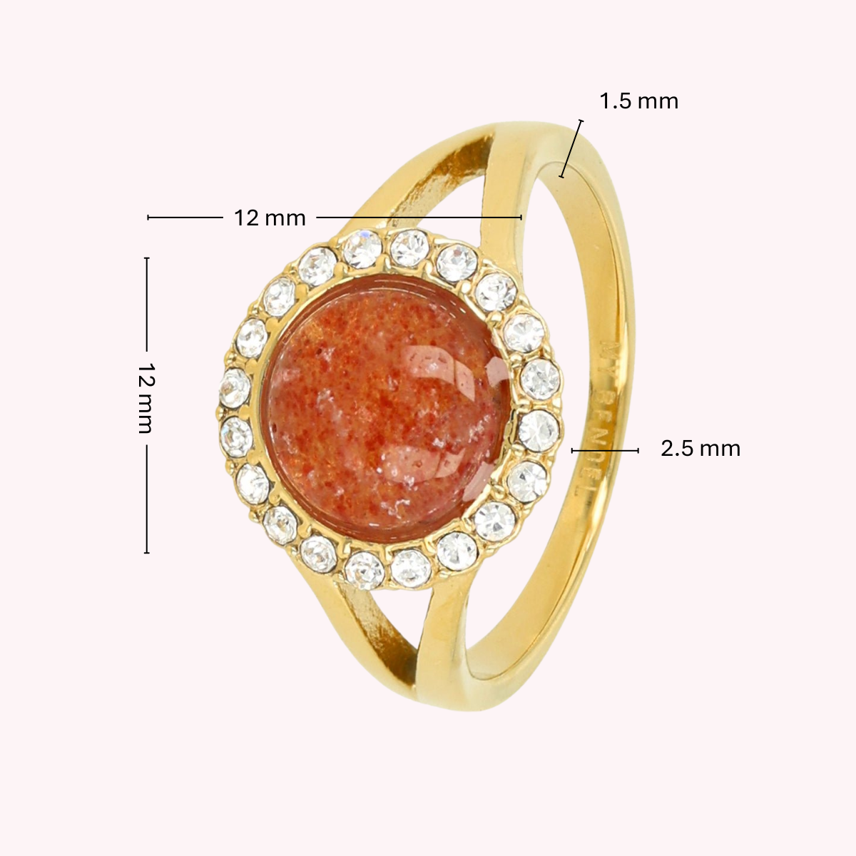 Eleganter Ring mit Edelstein & Zirkonia • Berry Quartz