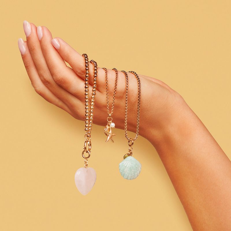 Golden Box Necklace with Amazonite Shell - Summer Necklace