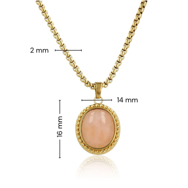 Vintage Ketting met Edelstenen Hanger • Pink Moonstone