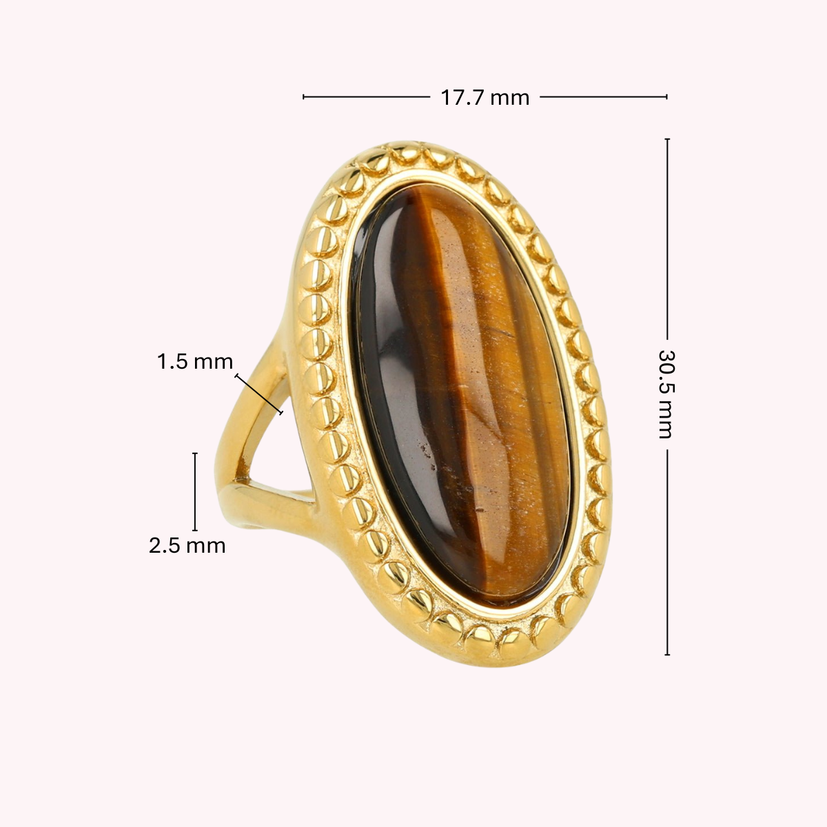 Vintage Ring met Ovale Edelsteen • Tiger Eye