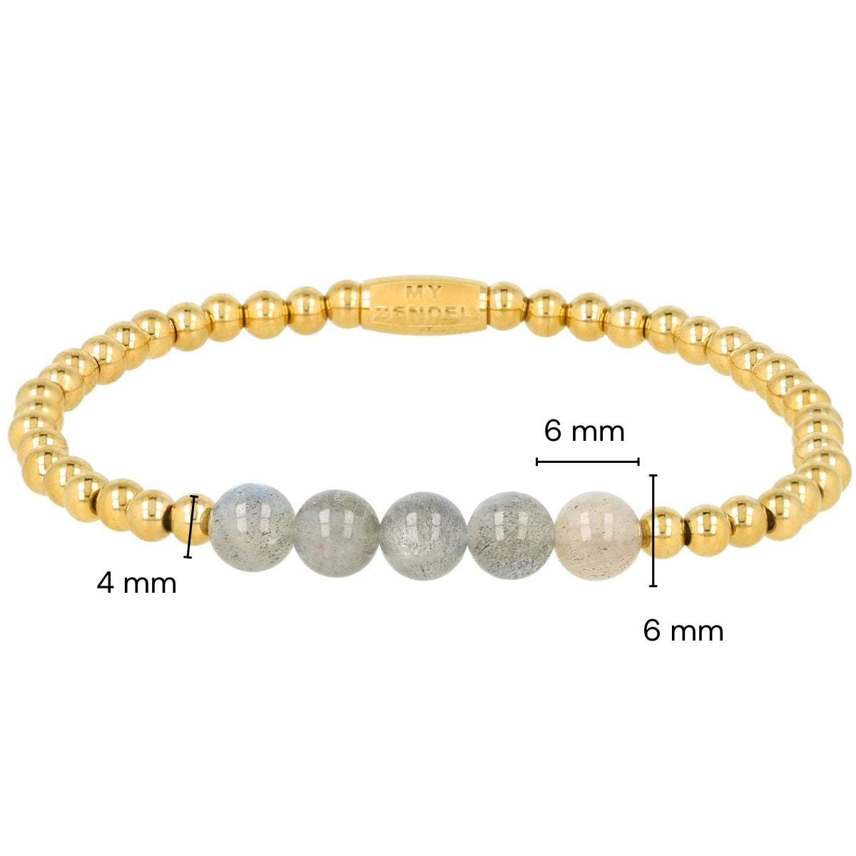 Armband met Edelstenen Kralen • Labradorite • 4 mm