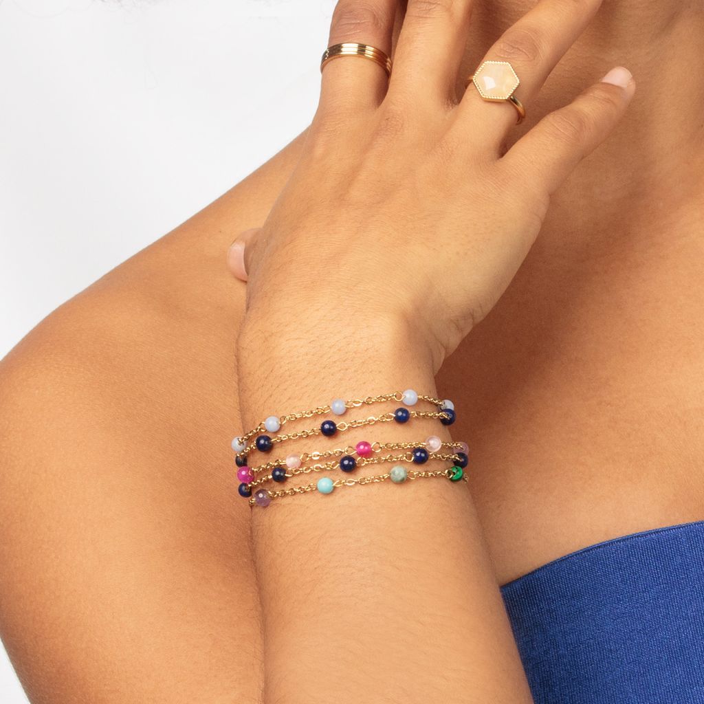 Gold Bracelet with Lapis Lazuli Gemstones