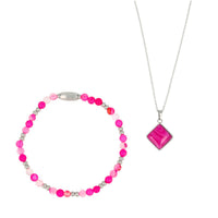 Sieradenset Rose Stripe Agate zilver