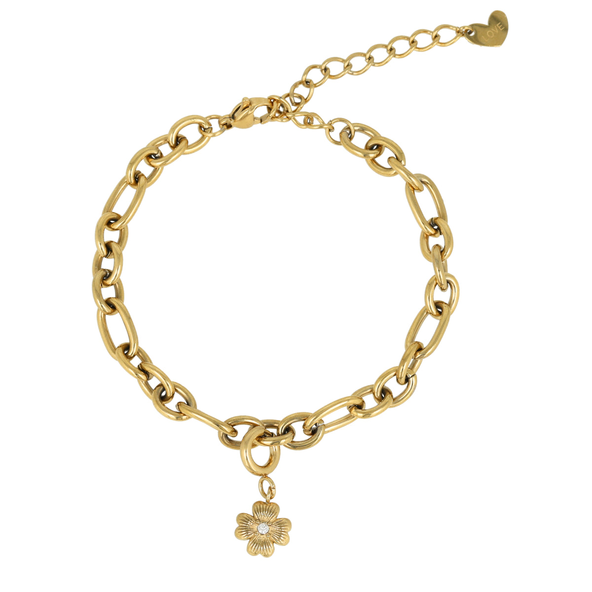 Gliederarmband mit Kleeblatt