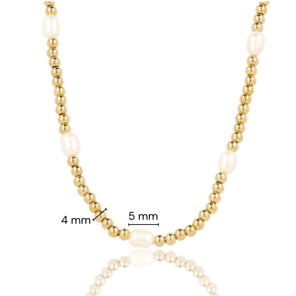 Gouden Kralenketting met Echte Zoetwater Parels
