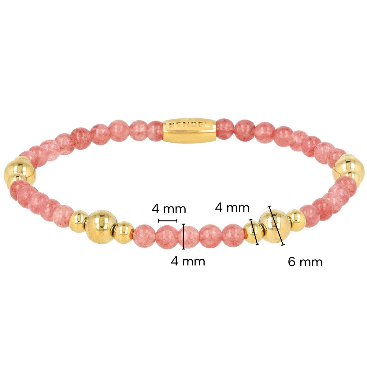 Edelstenen Armband met Gouden Kralen • Berry Quartz • 4 mm