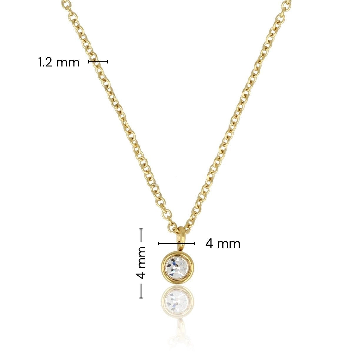 Gold Chain with Zirconia Crystal - Does Not Tarnish
