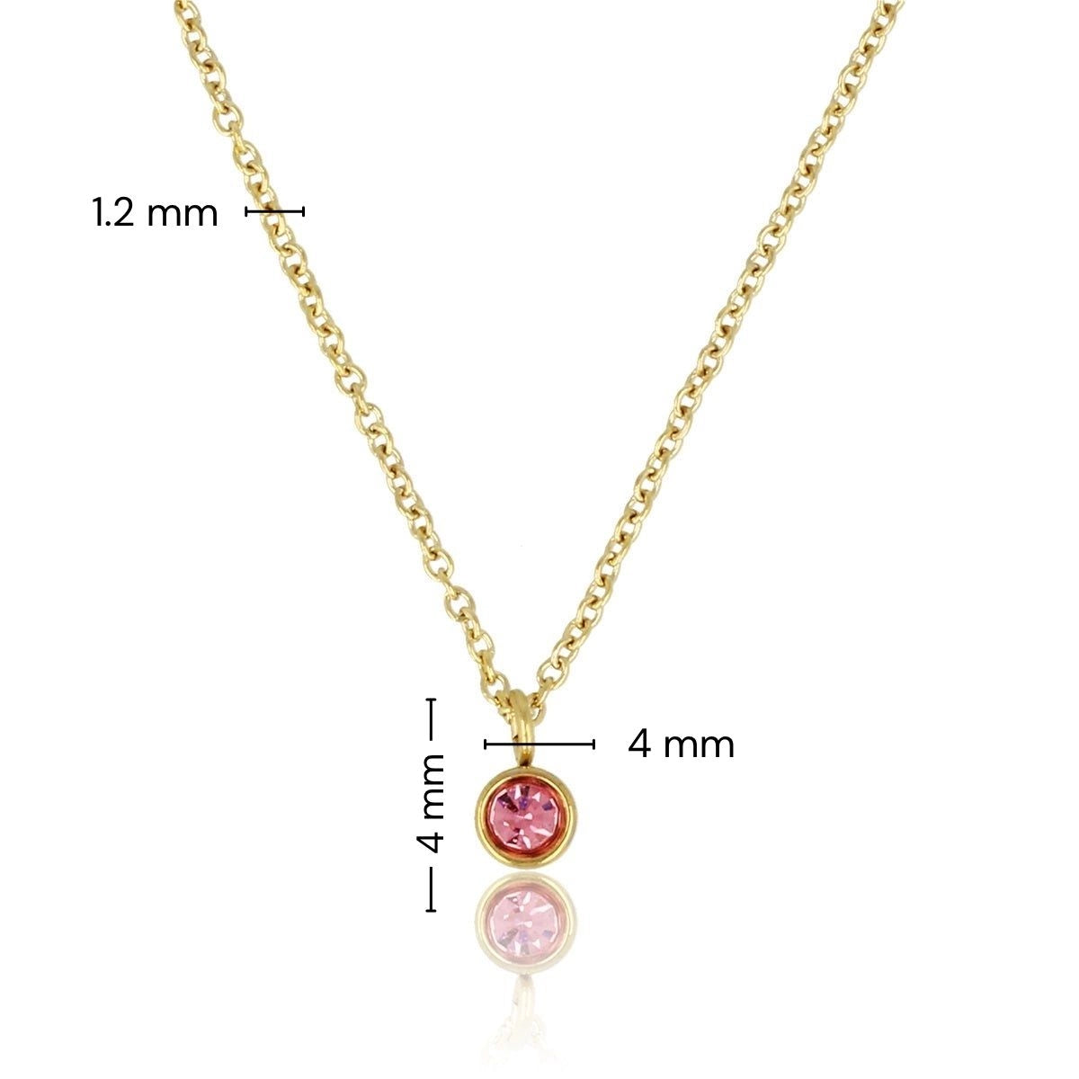 Gouden Ketting met Roze Zirkonia Steentje - Verkleurt Niet