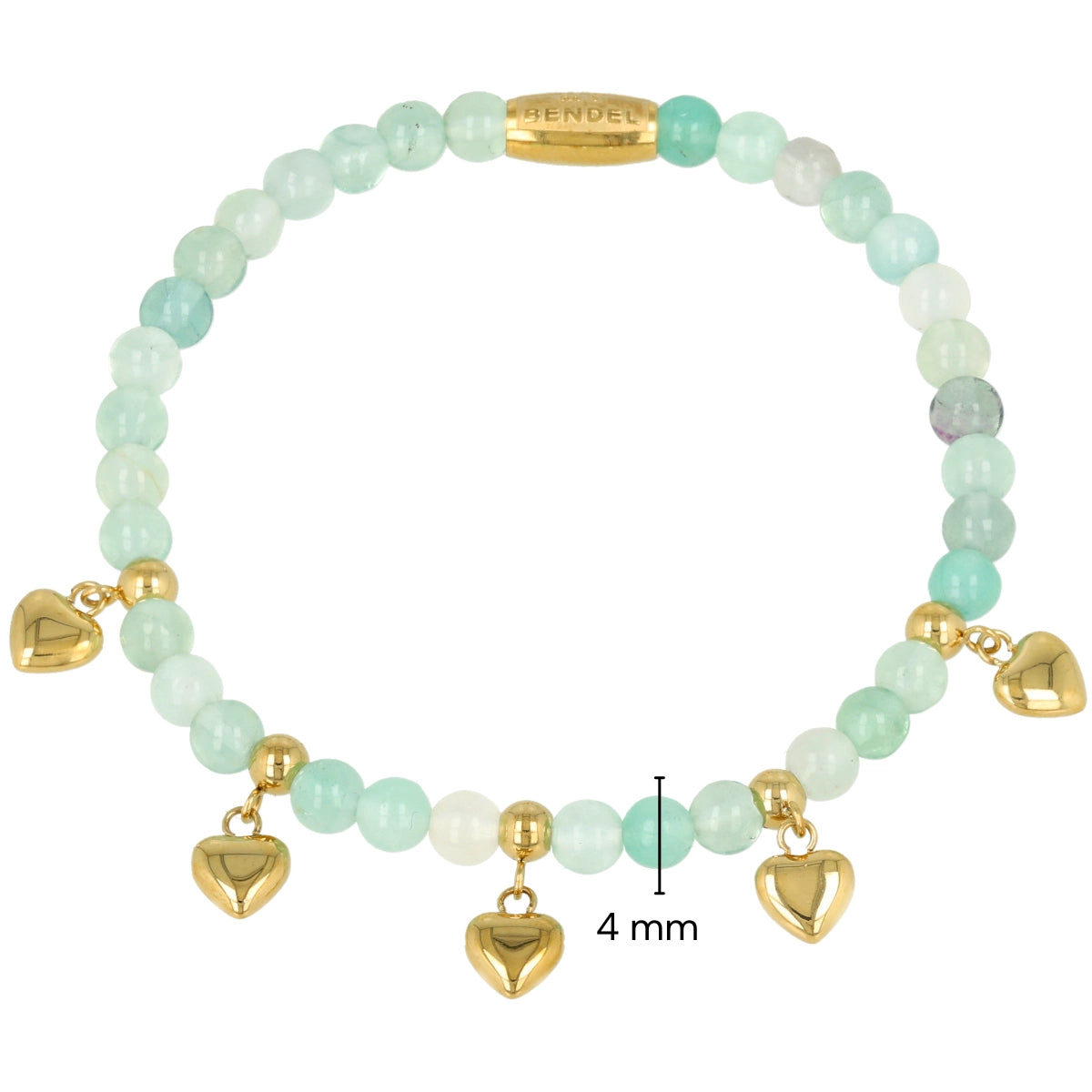 Armband mit Herzanhängern • Grüner Fluorit