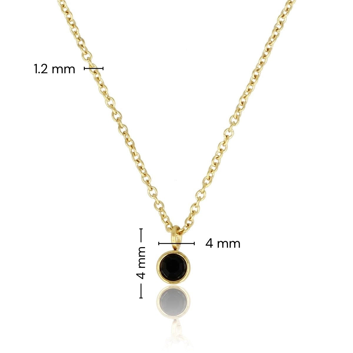 Gouden Ketting met Zwart Zirkonia Steentje - Verkleurt Niet