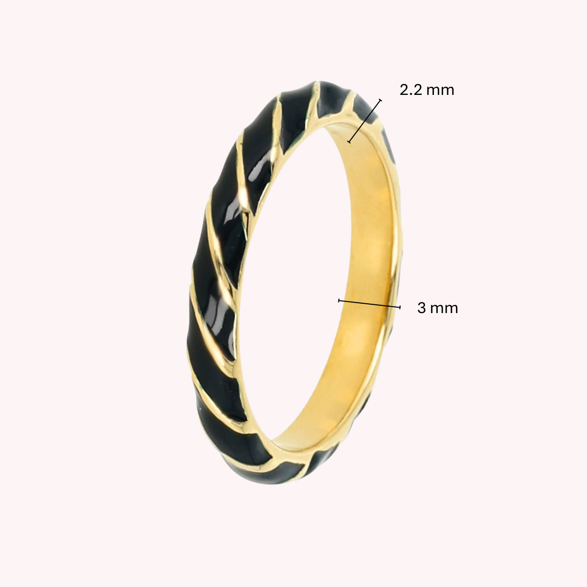 Goldfarbener Ring mit schwarzem gedrehtem Muster