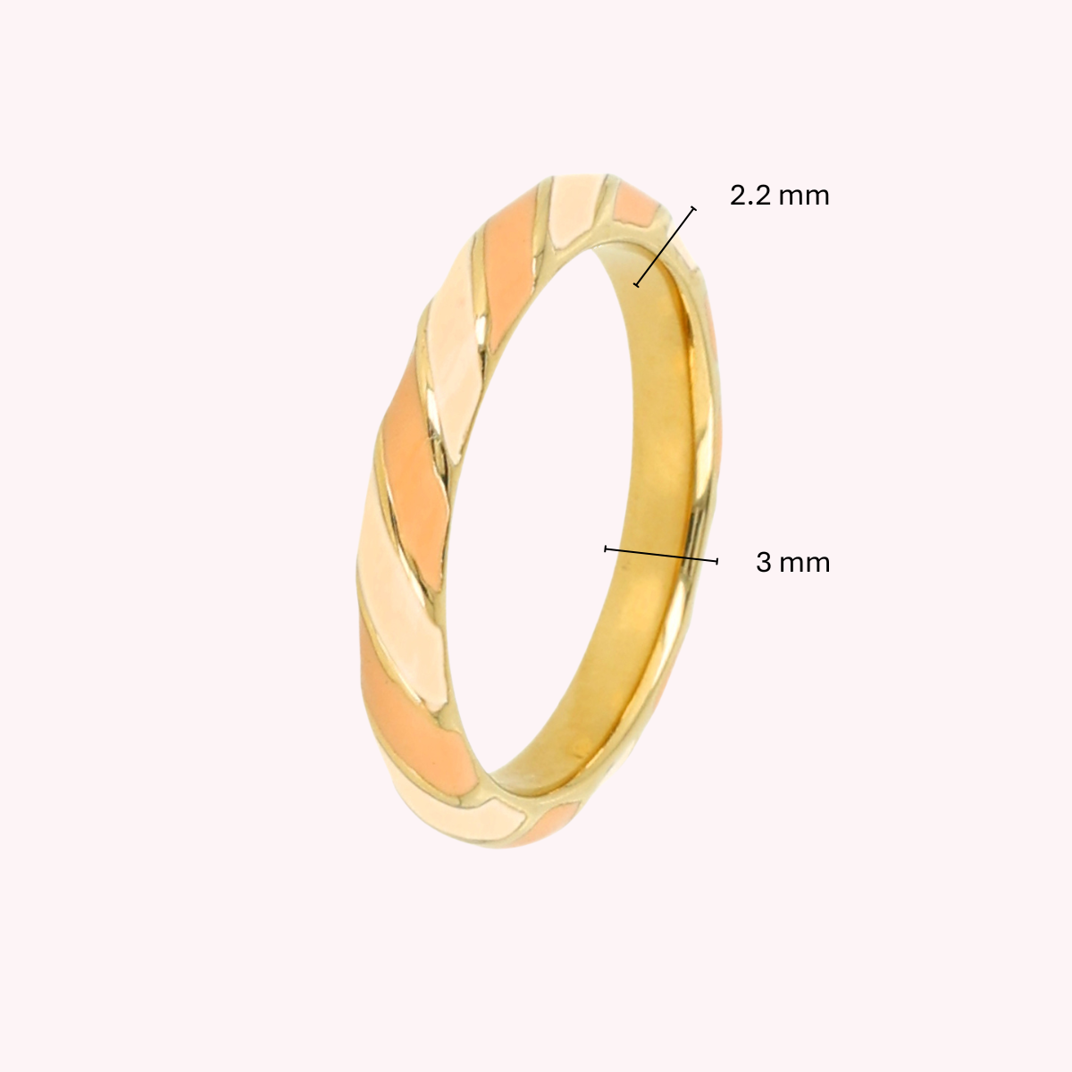Golden Resin Ring with Stripes - Beige & Brown