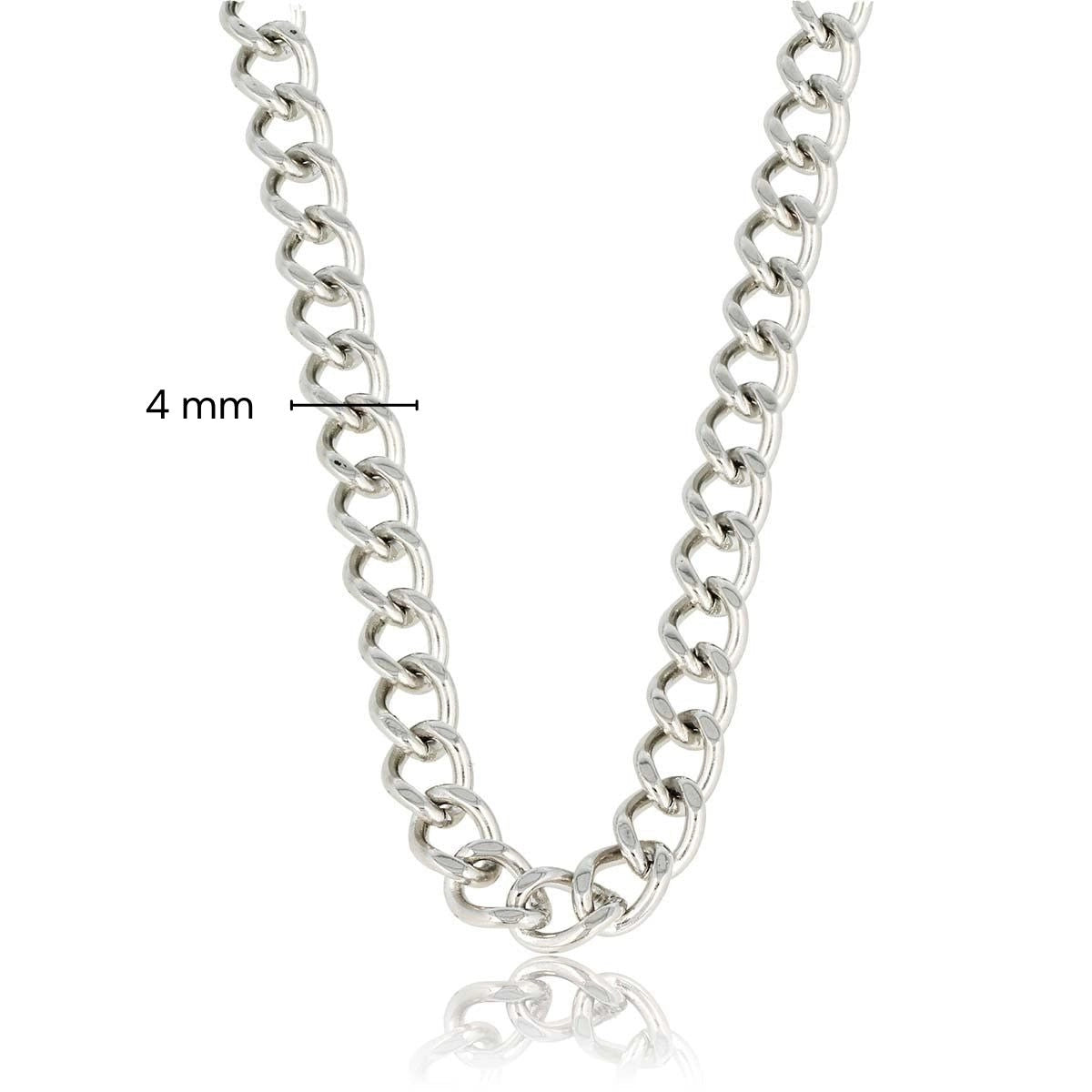 Stoere zilveren ketting met 4 mm grove schakels