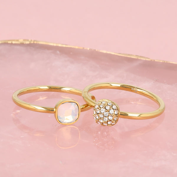 Ringenset zirkonia goud - fijne ringenset kristal zirkonia