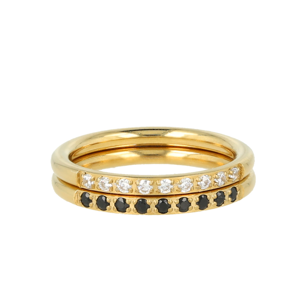 Ringset Zirkonia – Weiß und Schwarz