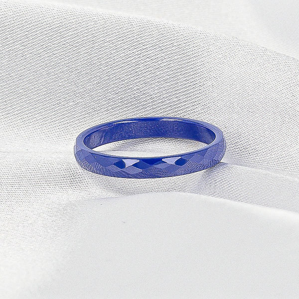 Ceramic ring - faceted cut - cobalt blue - 3mm