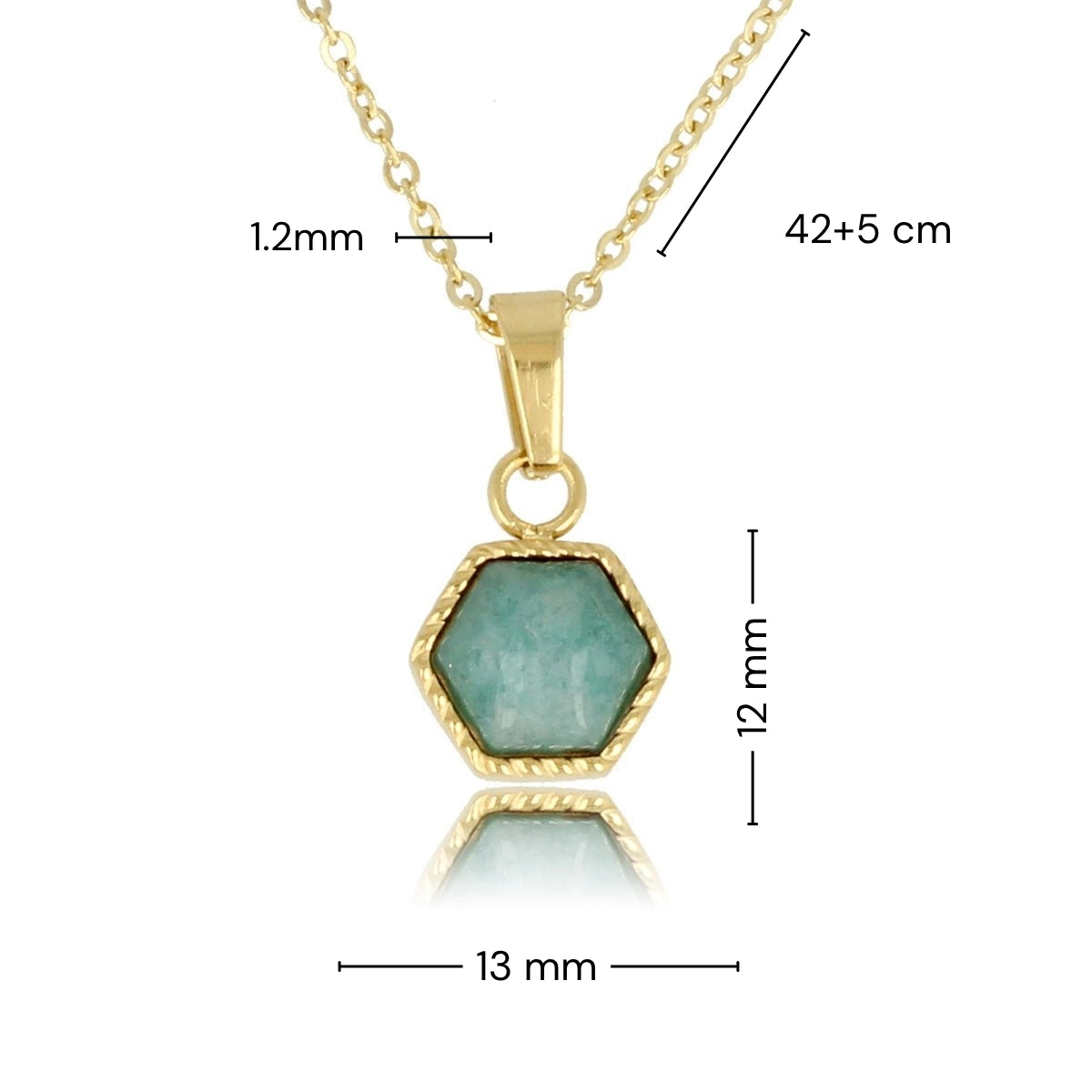 Gouden ketting met zeshoekige Amazonite hanger