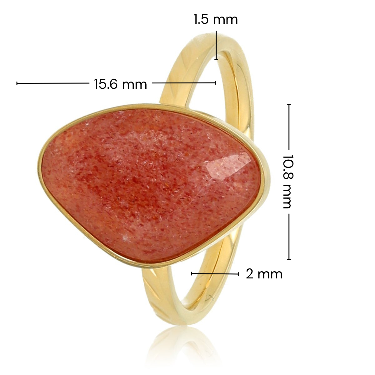 Gouden ring - Berry Quartz edelsteen - Creatieve vorm