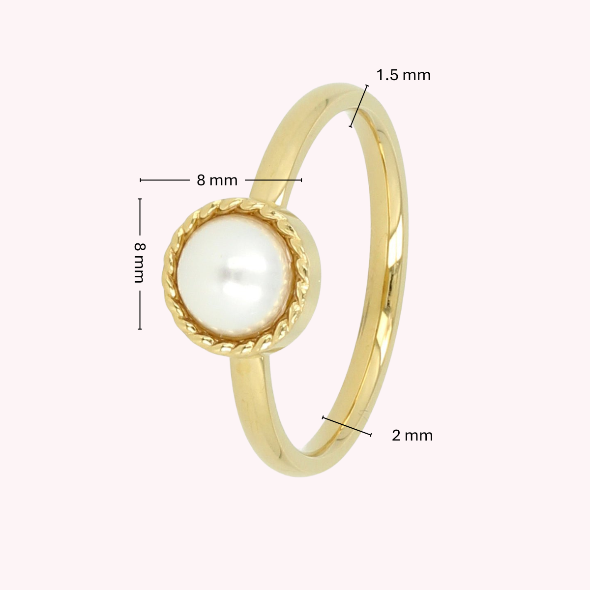 Gouden ring - witte parel - vintage rand