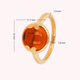 Ring with Heart Detail and Round Glass Stone • Amber