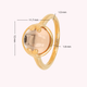 Ring mit Herzdetail und rundem Glasstein • Champagner