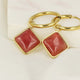 Gouden Oorringen met Red Aventurine Hanger
