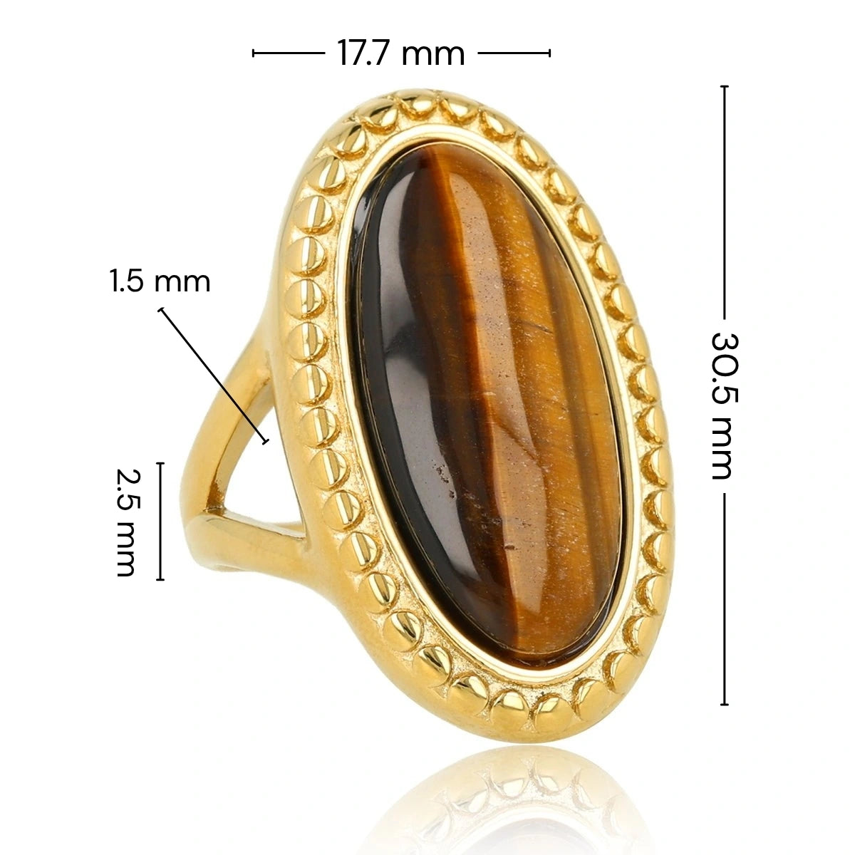 Vintage Ring met Ovale Edelsteen • Tiger Eye