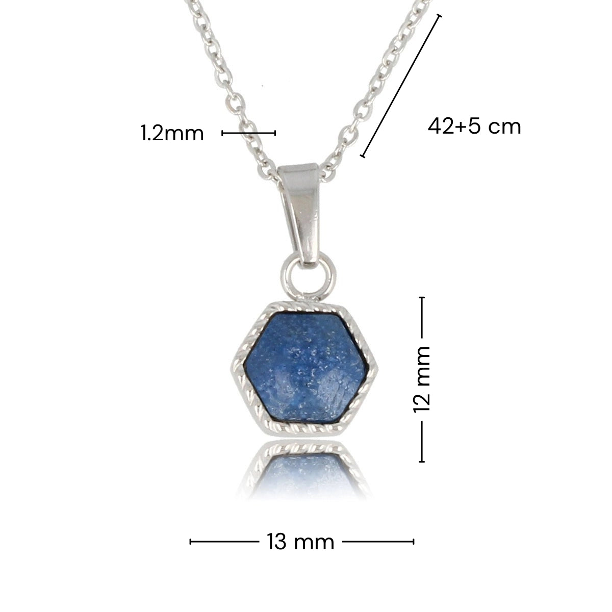 Zilveren Ketting met Blue Aventurine Zeshoek Hanger