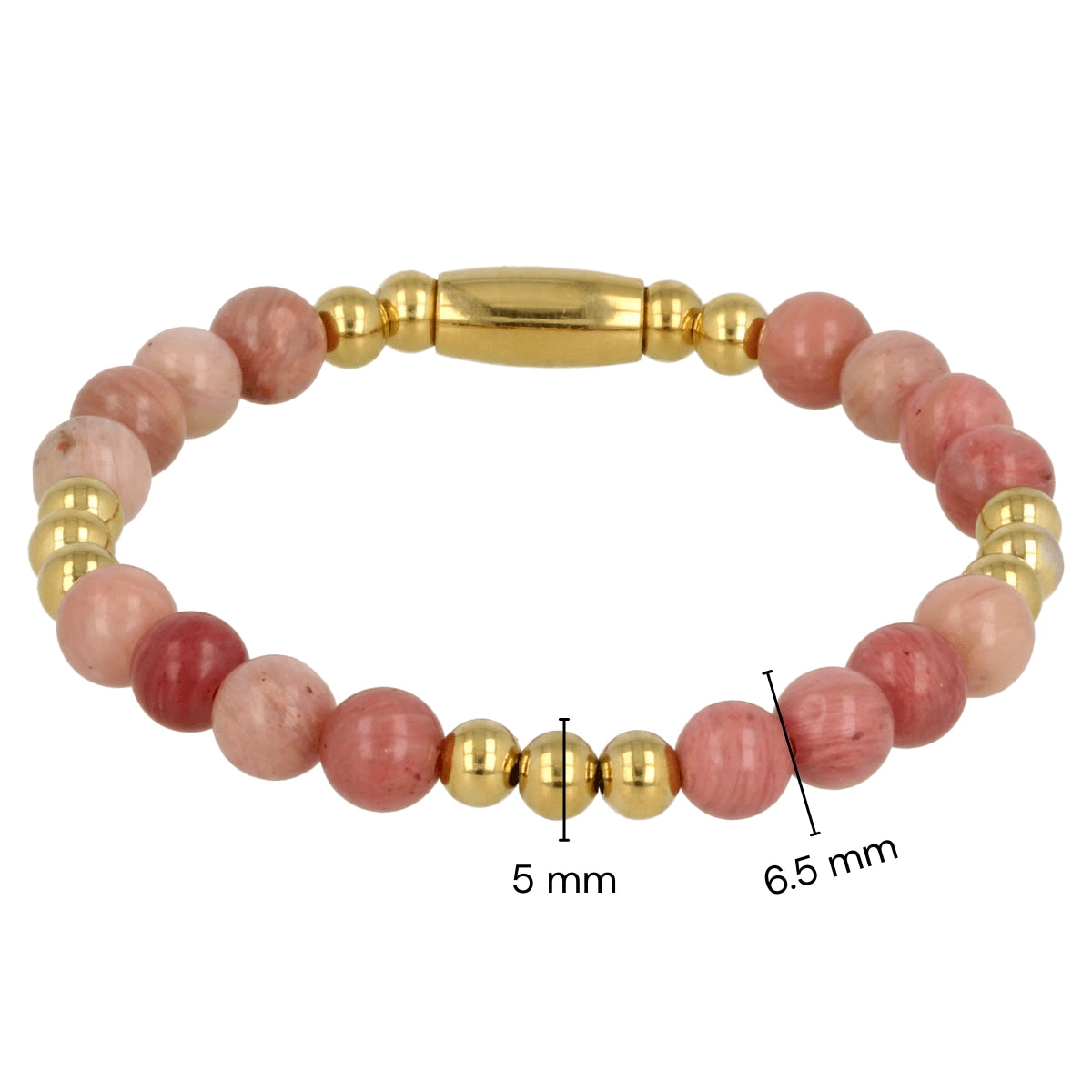 Golden ladies' bracelet with Rhodonite gemstones